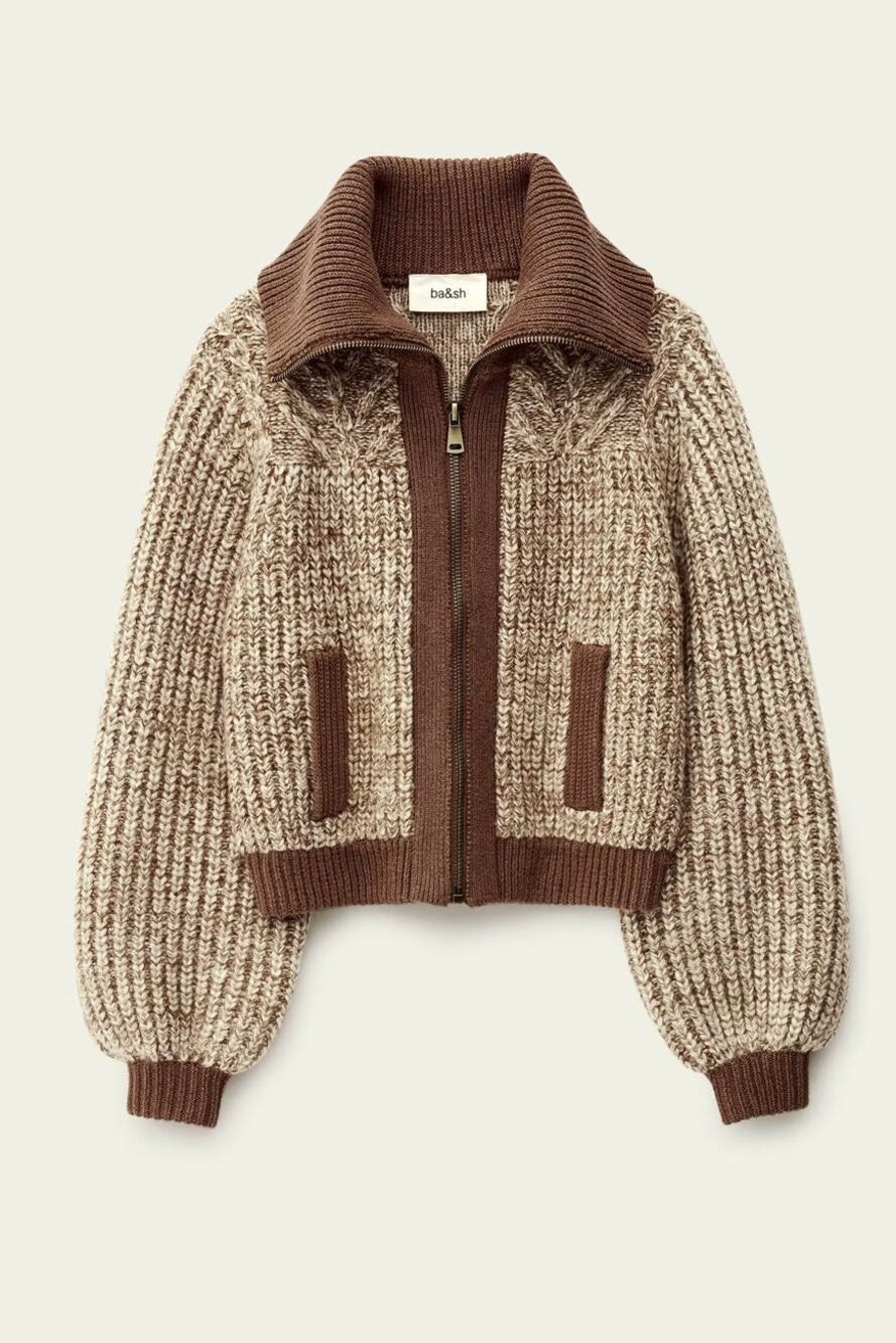 NWT BA&SH RABEL knitted zip cardigan sweater
